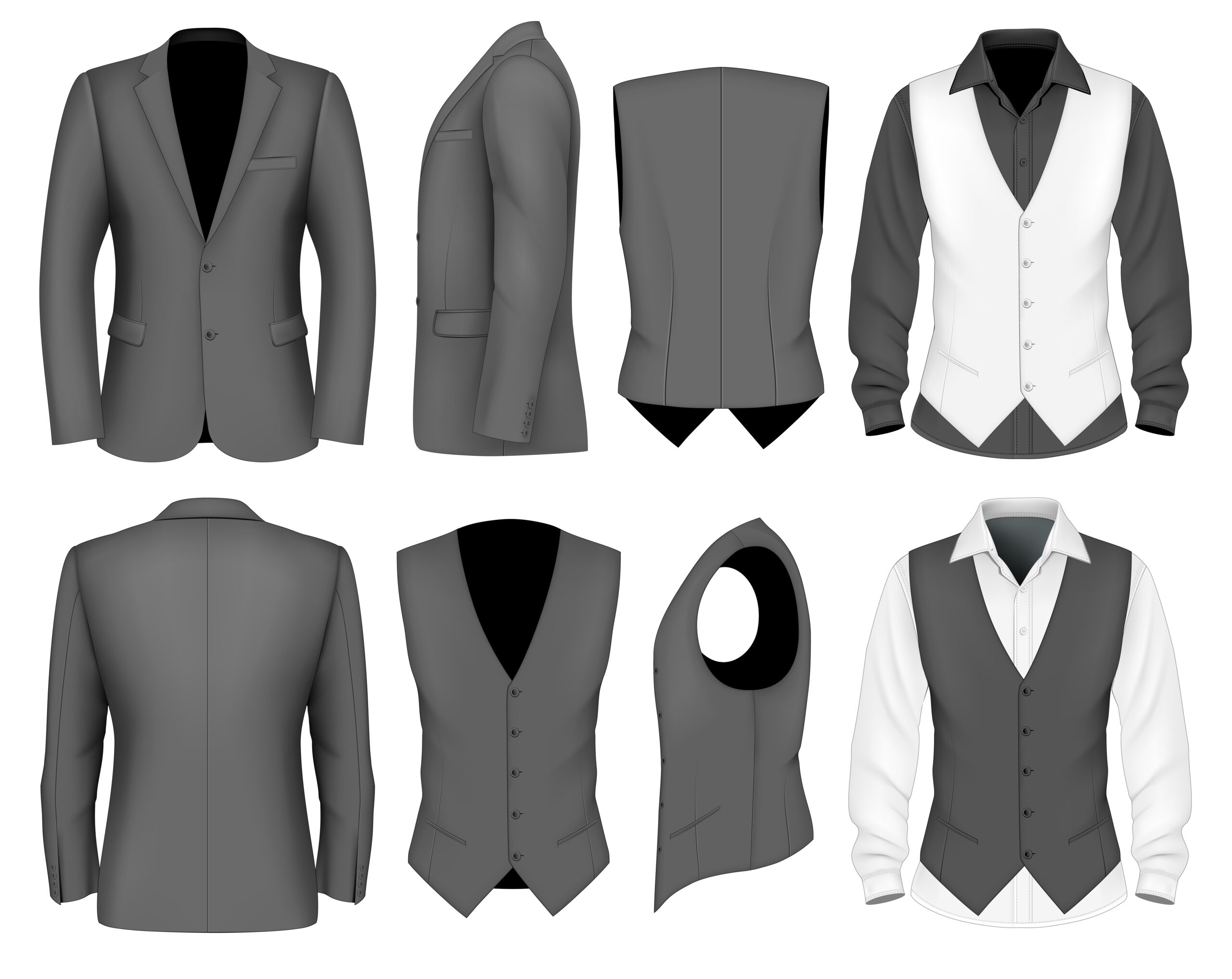 Formal,Business,Suits,Jacket,And,Waistcoat,For,Men.,Vector,Illustration.